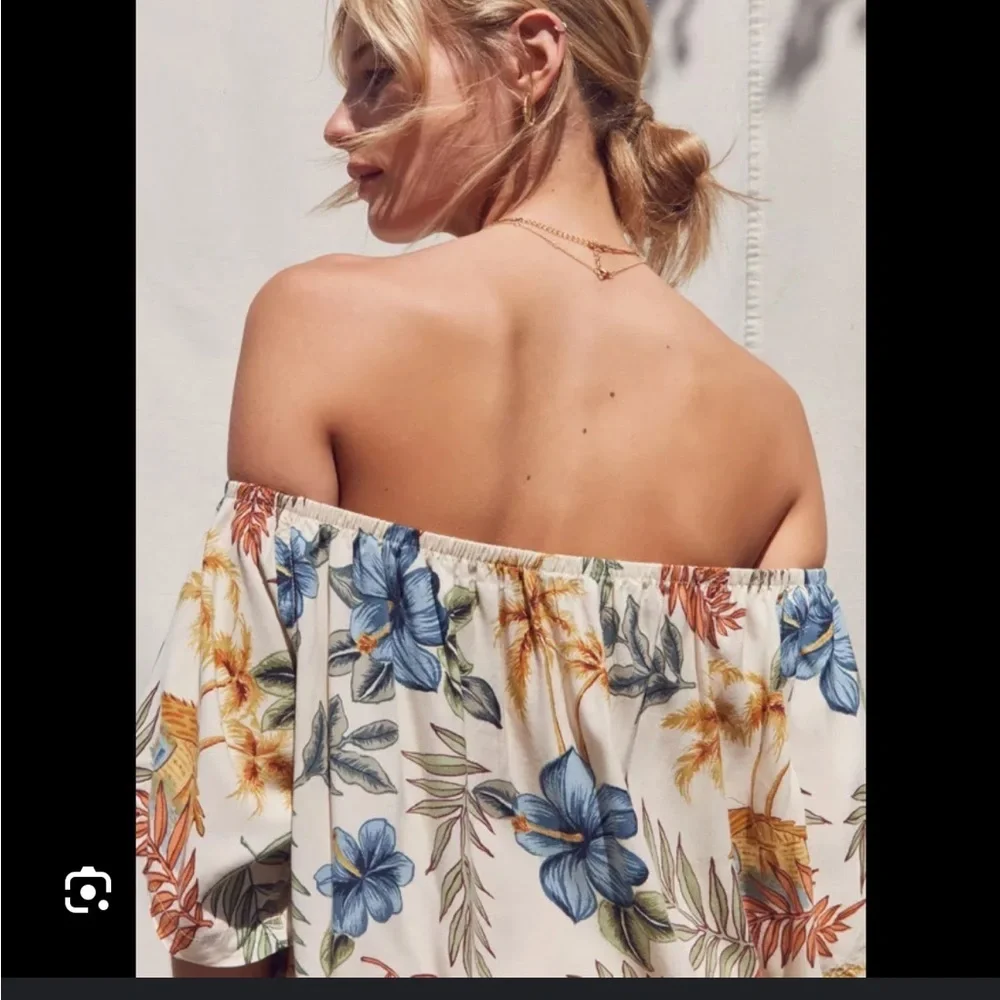 Urban Renewal Remade Tropical Print Off-The-Shoulder Dress m/l made for vacation - Picture 5 of 5